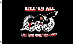 KILL EM ALL LET GOD SORT EM OUT 5x3 feet FLAG 150cm x 90cm flags SKULL - Picture 1 of 1