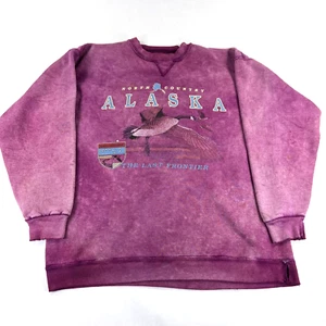 VTG 90s Tie-Dye Ice Alaska Nature Crewneck Sweatshirt Large USA Made Soft Grunge - Picture 1 of 10