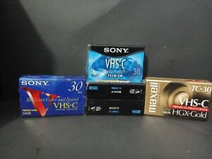 Lot Of 5 Sony Premium VHS-C 30 min SP or 30  EP Camcorder Blank Tape NEW Maxell