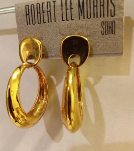 Robert Lee Morris RLM Soho Gold Plated Round Hoop Earrings NWT $40 MSRP. - Picture 1 of 14