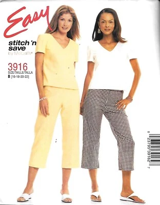 Vintage Stitch 'n Save #3916 Misses' Top & Pull-On Pants - Size 16-22  UNCUT - Image 1 of 2