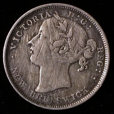 1862 New Brunswick Silver 20 Cents, Queen Victoria, Scarce Coin! - Image 1 of 2