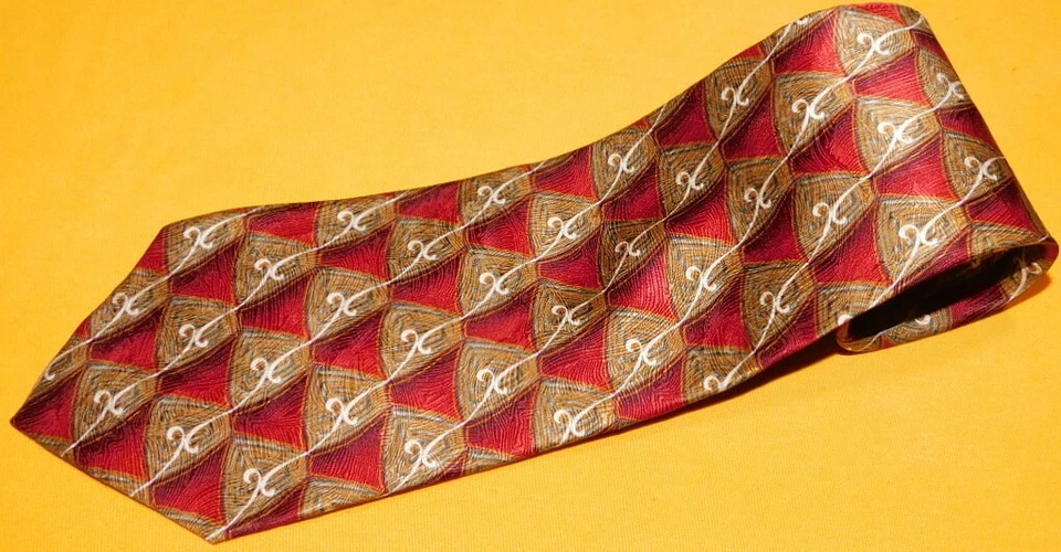 J. Corbata con patrón medallón Z. RICHARDS HECHA EN EE. UU. ROJA/MARRÓN/BLANCA - CORBATAS PARA EL CUELLO Foto 1 de 3