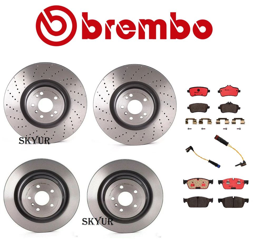 Rotores de freno delanteros y traseros Brembo con pastillas de freno y sensores para Mercedes W164 W166 Foto 1 de 4