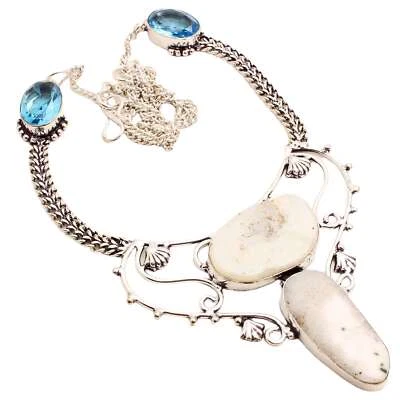 Solare Quarzo Gemma Placcato Argento Handmade Gioielli Collana Gift 26 G N-1391 - Immagine 1 di 3