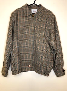 Irish Tweed Wool Jacket Vintage Green Beige Brown Wicklow Size M L 14 16 - Picture 1 of 8