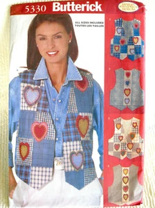 Butterick 5330 HEART VEST size S-M-L 8-18 bust 31.5-40 sewing pattern Uncut 1997 - Picture 1 of 3