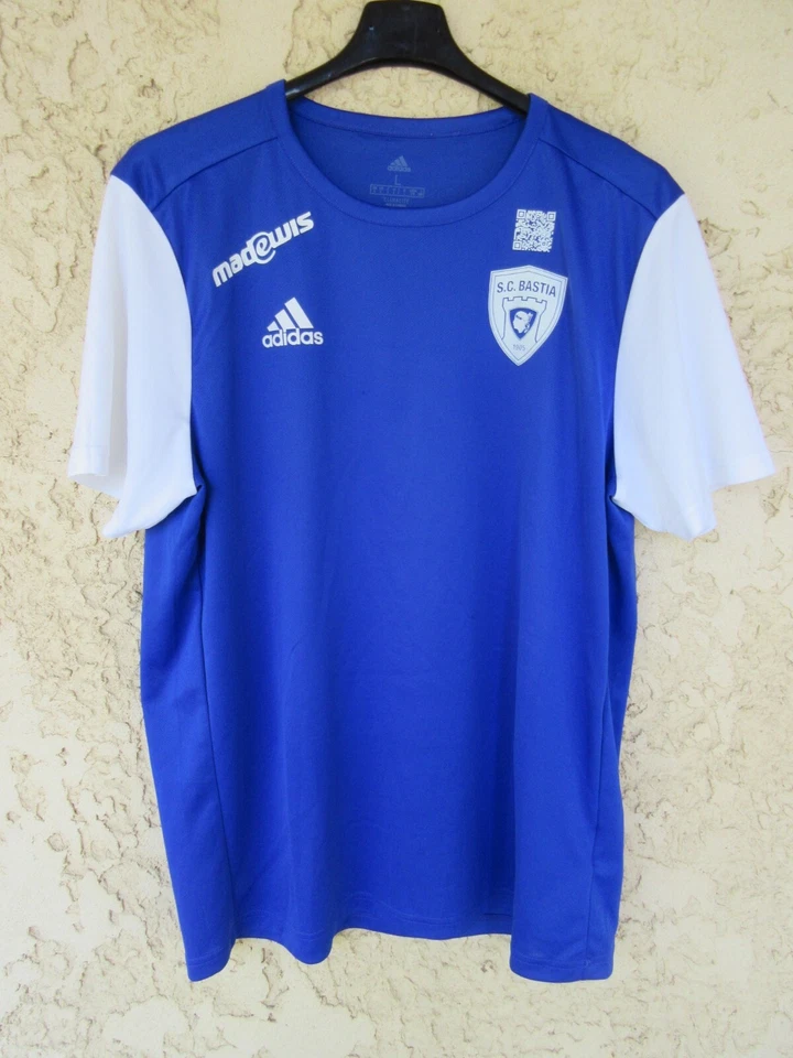 Maillot S.C BASTIA ADIDAS football shirt bleu Corse collection L - Photo 1/4