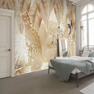 Luxury bedroom PHOTO WALLPAPER golden jungle non-woven wall mural living room - Picture 1 of 8