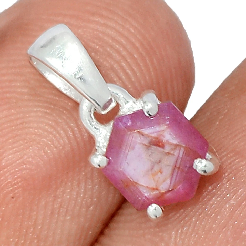 Raro Rubí Estalactita 925 Plata de Ley Colgante Joyería CP55302 Foto 1 de 1