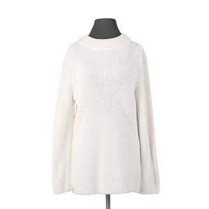 Talbots Sz L Cream Ivory Heavy Textured 100% Cotton Knit Mock Turtleneck Sweater - Picture 1 of 13