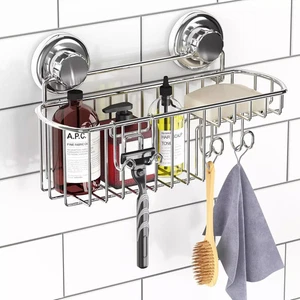 HASKO Ventosa Ducha Carrito Cesta para Champú, Ducha Succión Estante Organizar - Imagen 1 de 7