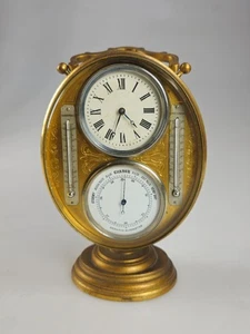 ANTIQUE FRENCH DOUBLE CARRIAGE CLOCK BAROMETER / COMPASS SET - Picture 1 of 18