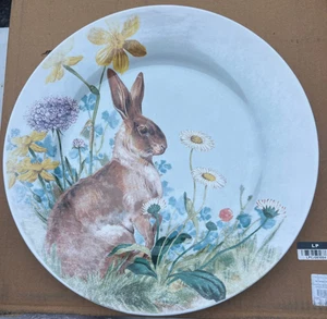 Pottery Barn Hilltop Garden Easter Bunny Rabbit Round Serving Platter 13.5 Inch - Picture 1 of 1