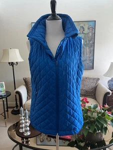 Neu ohne Etikett T by Talbots blaue gesteppte Weste mit Reißverschluss vorne Größe L Reißverschlusstaschen Polyester - Bild 1 von 4