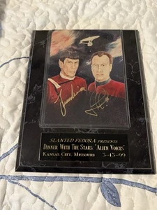 KC Con Leonard Nimoy & John De Lancie Signed Plaque “ALIEN VOICES” Not Numbered! - Picture 1 of 14