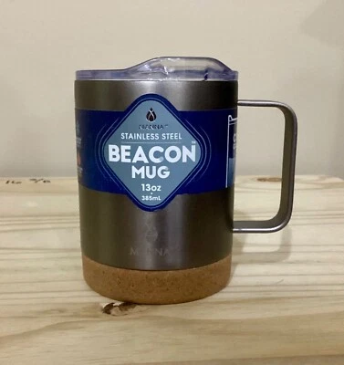 Taza de baliza de maná plateada de acero inoxidable 13 oz con posavasos de corcho incorporados Foto 1 de 4