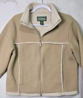 LL Bean Girl's Tan Faux Suede Sherpa Lined Jacket Size 18 Classic Casual - Image 1 of 4