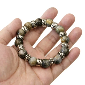 Accesorio de cuproníquel 12 mm cuentas redondas ojo de halcón gema pulsera punk CP476A - Imagen 1 de 19