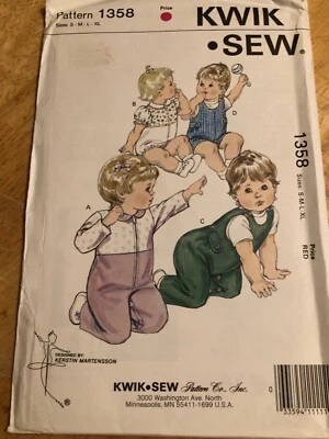 🪻 KWIK SEW #1358 - INFANT COVERALLS - OVERALLS - BUBBLE SUIT PATTERN  SM-XL  FF - Image 1 of 2