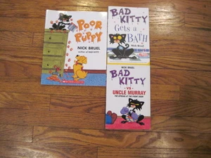 2 BAD KITTY & 1 POOR PUPPY Books Nick Bruel Gets a Bath, Versus Uncle Murray - Picture 1 of 1
