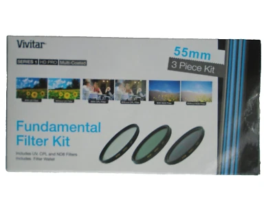 Vivitar Fundamental Filter Kit  Include UV, CPL, ND8 55mm Filter & Filter Wallet - Image 1 of 4