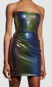 $595 New Arrivals Women's Yellow Rainbow Sequin Strapless Jade Dress Size 40 - Picture 1 of 3