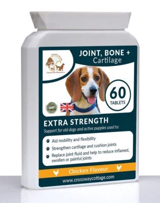 CROSSWAY COTTAGE NATURAL PET REMEDIES Strong Formula Joint, Bone & Cartilage Support for Old & Arthritic Dogs- 60 Tabs