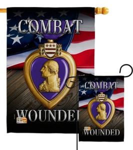 Purple Heart Combat Wounded Military Hero Veterans Honor Garden House Yard Flag - Picture 1 of 13