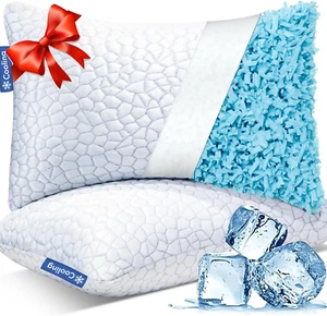 Kühlkissen zum Schlafen 2er Pack, geschredderter Memory Foam Bettkissen Queen Size - Bild 1 von 9
