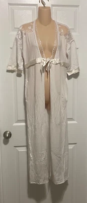 La Perla Villa Toscana Maharani Long Robe M Off White Modal Silk Blend - Image 1 of 3