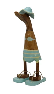 Deko Ente Holz Laufente Bikini Hut Badelatschen Gans Vogel Objekt Figur Skulptur - Bild 1 von 3