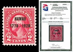Scott 647 1928 2c Hawaii Opt. Issue Mint Graded XF-Sup 95 NH with PSE CERT - Picture 1 of 1