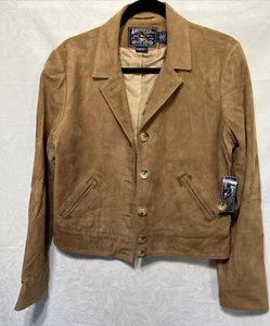 American Living Womens NWT Jacket Camel Brown Goat Leather Pockets Lined Size L - Picture 1 of 11