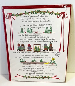 Weihnachten Volkskunst Druck Gedicht Original Hoffnung Trost Freude Schneegeist Kardinal - Bild 1 von 11