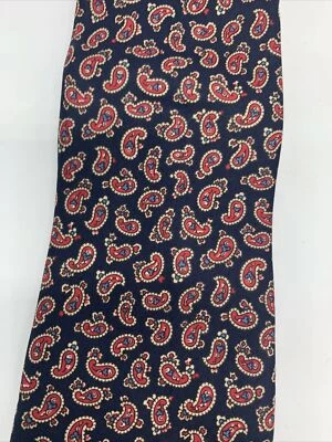 Corbata Da Vinci Hecha a Mano 100% Seda Estampado Paisley Azul Rojo Dorado Foto 1 de 4