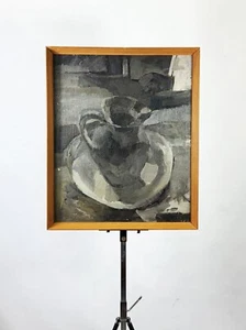 Large Vintage Mid Century Swedish Still Life Oil Painting in Period Oak Frame - Picture 1 of 2