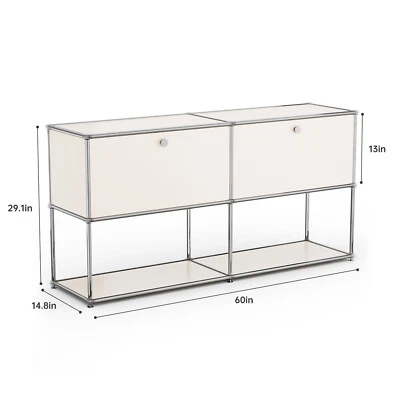Accent Modern Storage Cabinet Shelf Free-Standing Sideboard Credenza Metal - Image 1 of 4