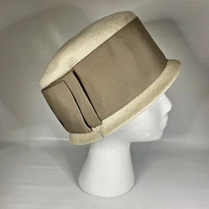 Straw Top Hat Wide Ribbon Grosgrain Bow Camilles Evanston Vintage READ - Picture 1 of 10
