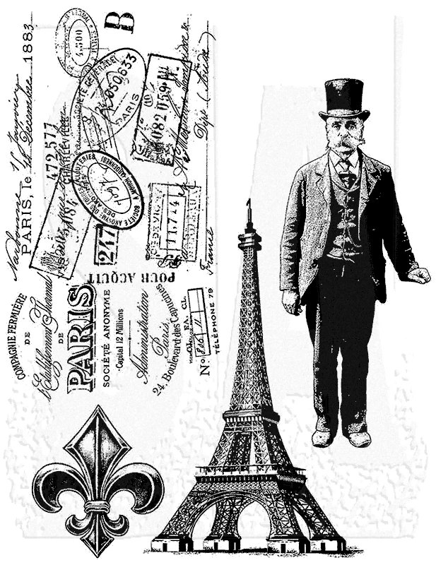 Juego de estampillas adhesivas de goma Tim Holtz Stampers Anonymous "PARIS MEMOIR" Foto 1 de 1