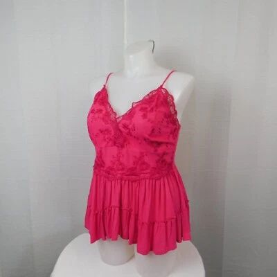 Rue 21 Talla Grande Encaje Bordado Floral Encaje Peplum Cami 2X, Rosa #6990 Foto 1 de 4