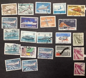 Francobolli TURCHIA turchi anni 30-60 aerei treni navi militari lotto 22 NH LH usati - Foto 1 di 1