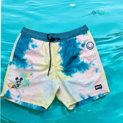 DISNEY NEFF MICKEY MOUSE TIE DYE SWIM BOARD SHORTS Mens Size XL New Rare - Image 1 of 4