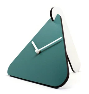 Modern Turquoise Triangular Laser Cut Wood Table & Desk Clock for Living Room - Picture 1 of 6