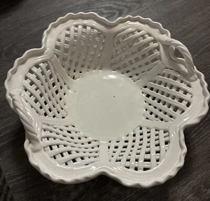 Vintage SAVOIR VIVRE PORTUGAL Korbschale aus geflochtenem Gitter mit Griffen - Bild 1 von 4