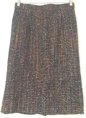 Falda Lápiz De Colección Años 80 Louis Feraud Negra con Tejido Metálico y Multicolor Talla 8 Foto 1 de 4