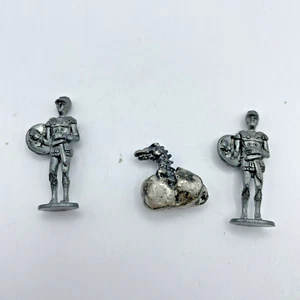 Miniature Pewter Knights and Dragon Hatching From Egg Tiny Vintage Figurines - Imagen 1 de 11