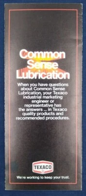 Panfleto de lubrificação Texaco Common Sense por volta de 1980’s - Imagem 1 de 4