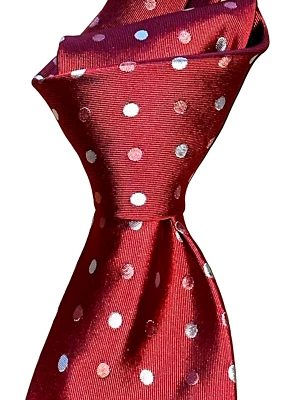 $295 NUEVO SIN ETIQUETAS BRIONI Rojo con manchas blancas rosas 3.5" Tejido seda hecho a mano corbata para el cuello Italia Foto 1 de 4