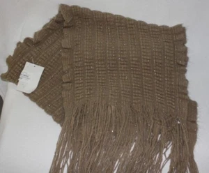 Nine West Fringed Neck Scarf Color Oatmeal Metallic - Picture 1 of 2